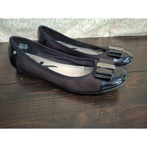 EUC Anne Klein Aricia Black Bow Tie Ballet Flat Shoe/Sz. 8M